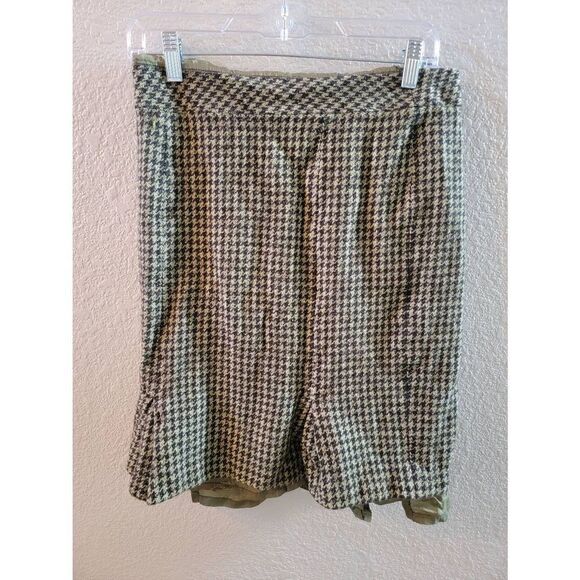 Vintage Talbots Collection Women's Green Houndstooth Made In Italy Skirt 10 - Picture 1 of 3
